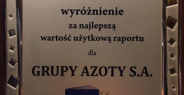 Grupa Azoty S.A. z wyróżnieniem w konkursie The Best Annual Report