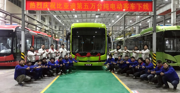 BYD wyprodukował już łącznie ponad 50 000 autobusów elektrycznych
